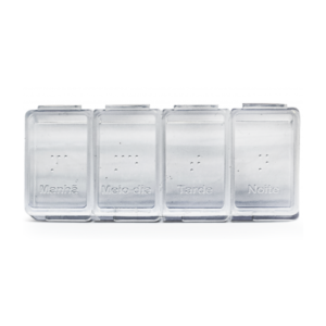 Porta Comprimidos Diário Quatro Compartimentos Translúcido | INCOTERM PC0012.01