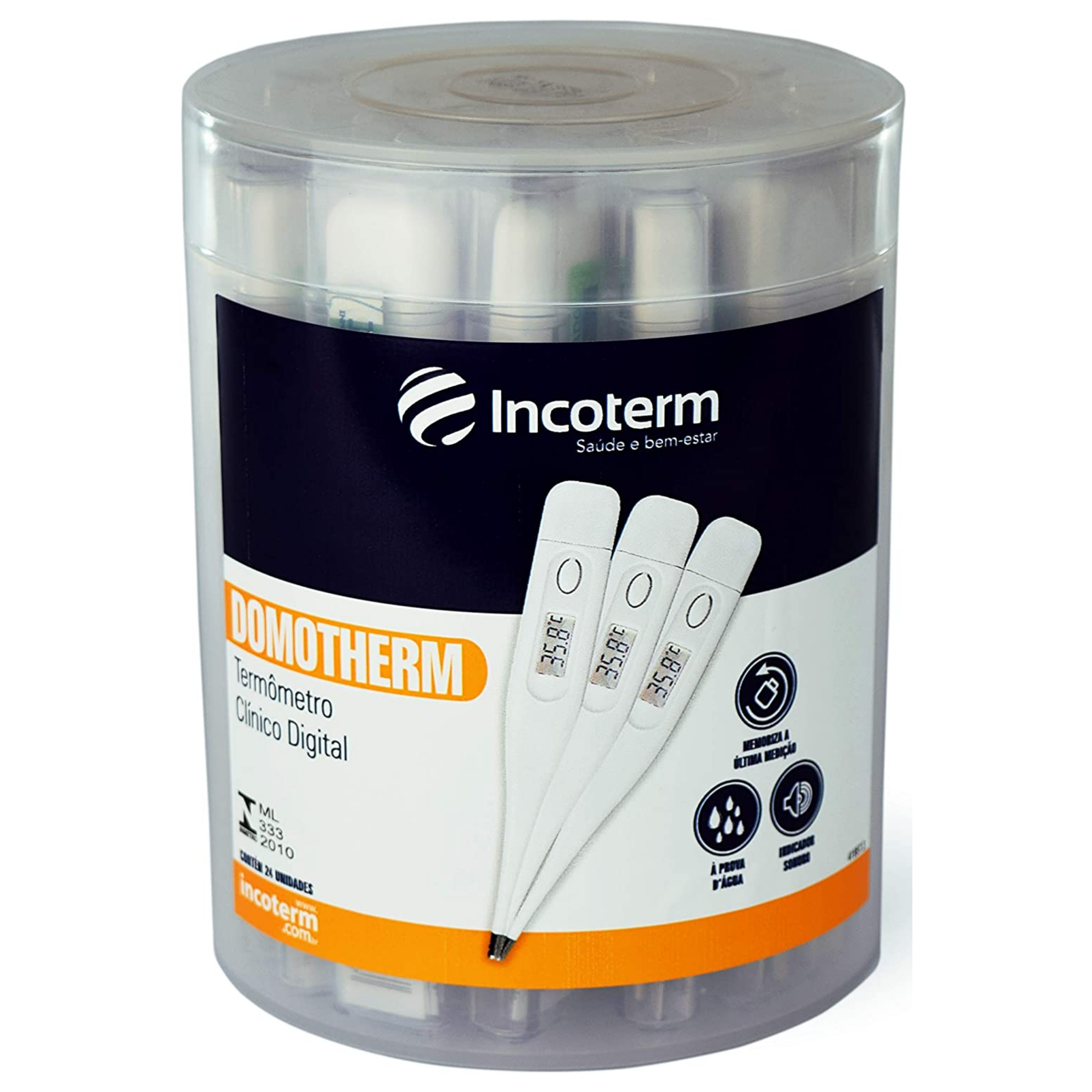 Caixa com 20 Unidades do Termômetro Clínico Digital Domotherm Branco | INCOTERM KS 29830.01.00