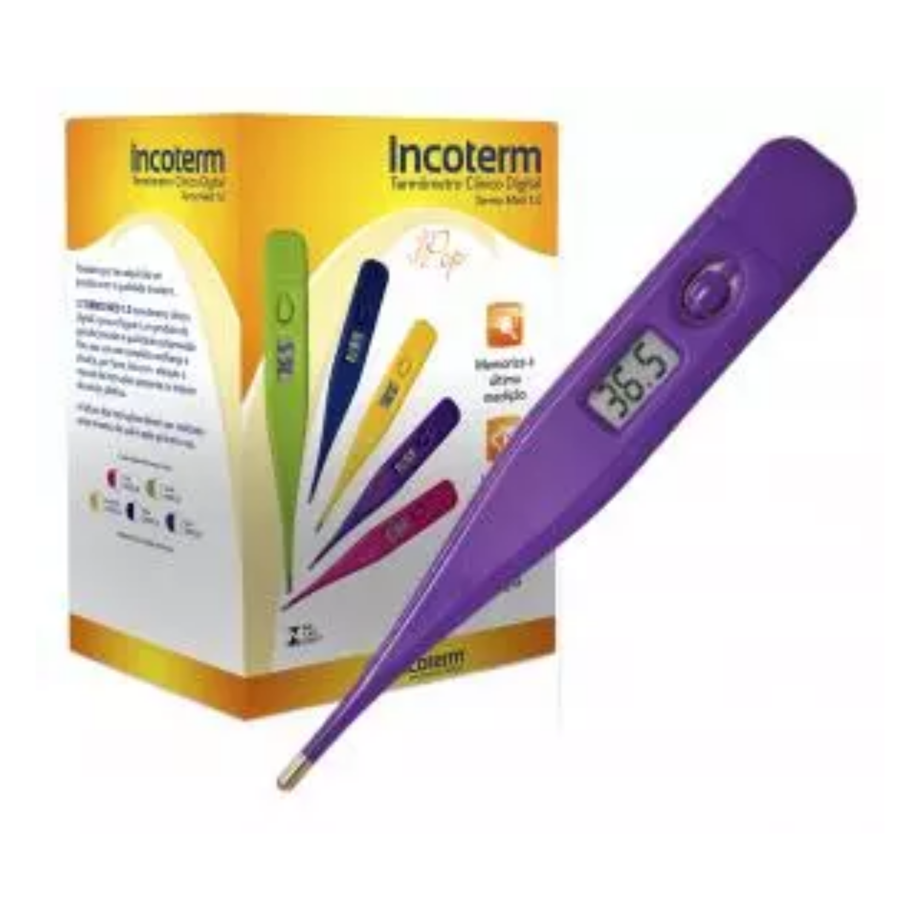 Caixa com 20 Unidades do Termômetro Clinico Digital Termomed Lilás | INCOTERM 29832.24
