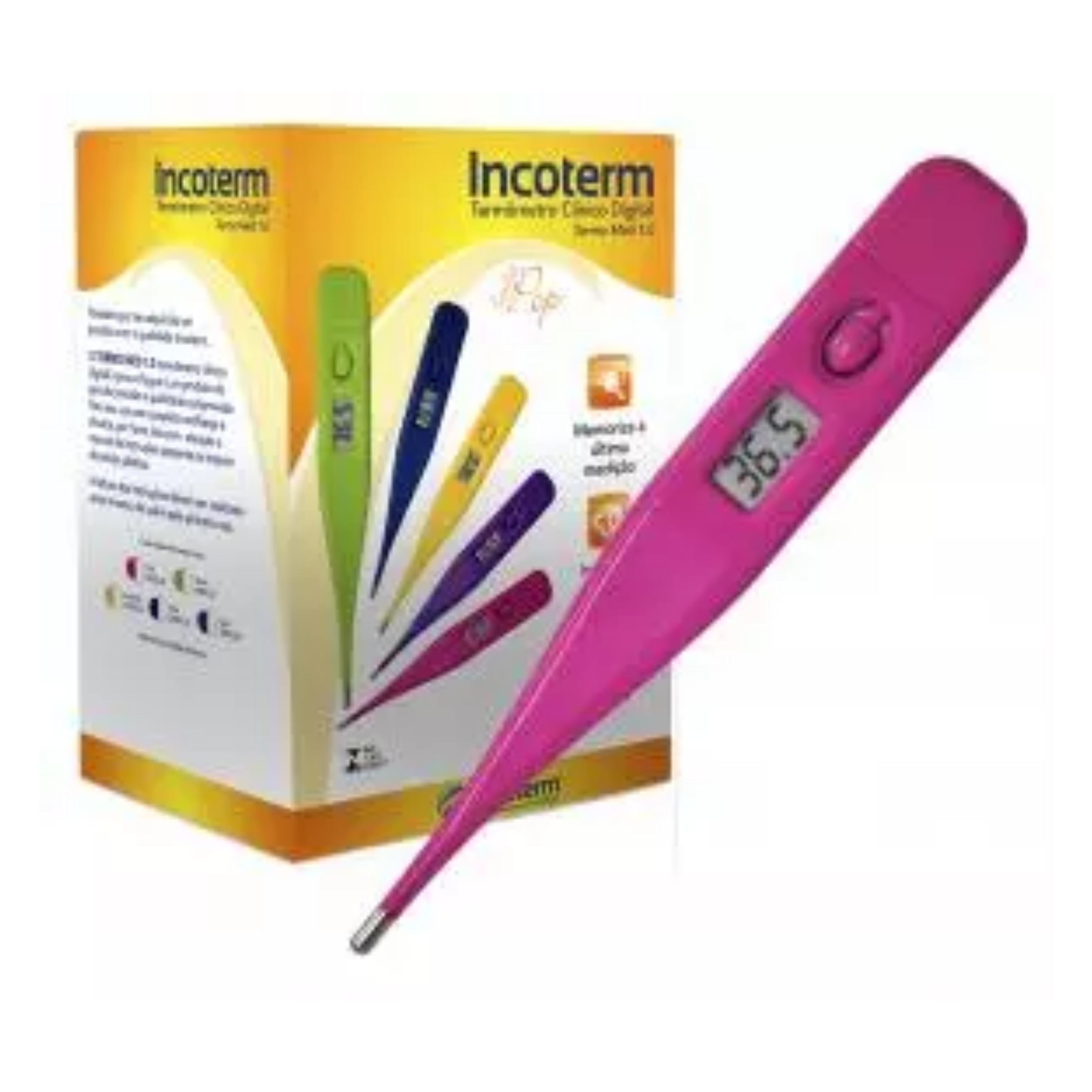 Caixa com 20 Unidades do Termômetro Clinico Digital Termomed Pink | INCOTERM 29832.26