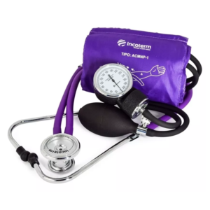 Conjunto Acadêmico Estetoscópio Rappaport e Esfigmomanômetro Clínico C200 Lílás | INCOTERM KS 29813.01