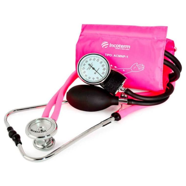Conjunto Acadêmico Estetoscópio Rappaport e Esfigmomanômetro Clínico C200 Pink | INCOTERM KS 29817.01