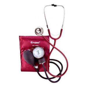 Conjunto de Estetoscópio Clínico Duplo e Esfigmomanômetro Aneróide C100 Bordô | INCOTERM KS 29805.01