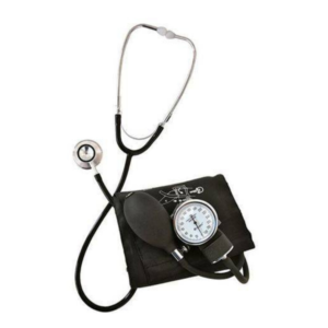 Conjunto de Estetoscópio Clínico Duplo e Esfigmomanômetro Aneróide C100 Preto | INCOTERM KS 29801.01