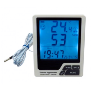 Termo-Higrômetro c/ Sensor Externo Relógio/Alarme/Calendário | PYROMED