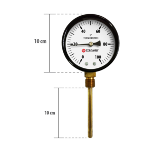 Termômetro Bimetálico Reto 0°C +100°C/Haste 100mm | PYROMED
