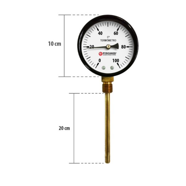 Termômetro Bimetálico Reto 0°C +100°C/HASTE 200 MM| PYROMED