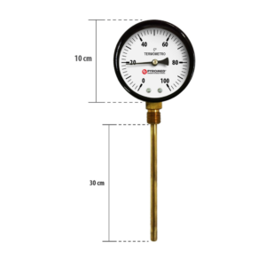 Termômetro Bimetálico Reto 0°C +100°C/HASTE 300 MM| PYROMED