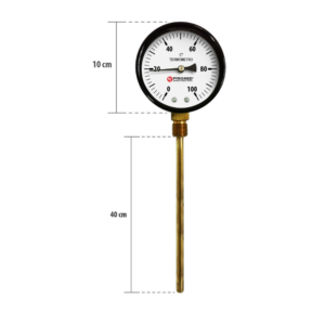 Termômetro Bimetálico Reto 0°C +100°C/HASTE 400 MM| PYROMED