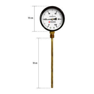 Termômetro Bimetálico Reto 0°C +100°C/HASTE 500 MM| PYROMED