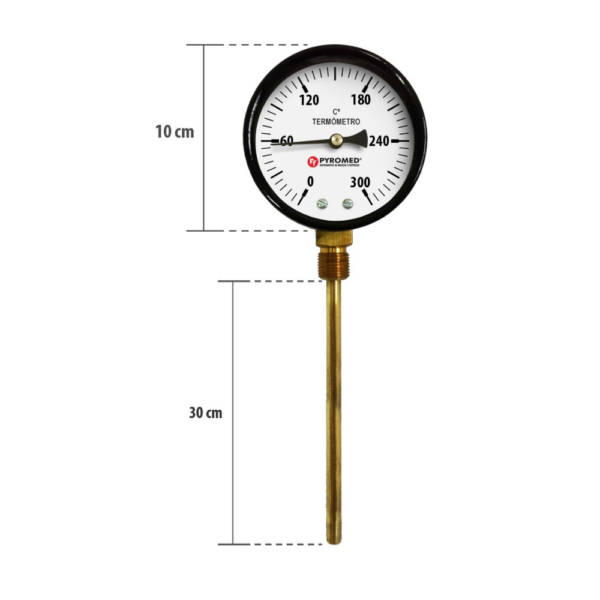 Termômetro Bimetálico Reto 0°C +300°C/HASTE 300 MM | PYROMED
