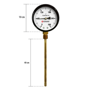 Termômetro Bimetálico Reto 0°C +300°C/HASTE 400 MM | PYROMED