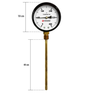 Termômetro Bimetálico Reto 0°C +400°C/HASTE 400 MM | PYROMED