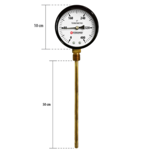 Termômetro Bimetálico Reto 0°C +400°C/HASTE 500 MM | PYROMED