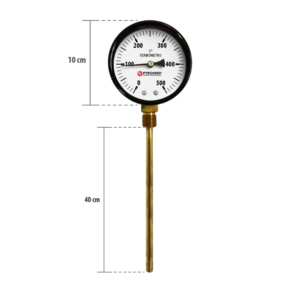 Termômetro Bimetálico Reto 0°C +500°C/HASTE 400 MM | PYROMED