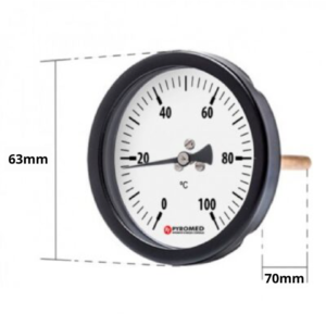 Termômetro Bimetálico Angular 0 +50°C/HASTE 70MM | PYROMED