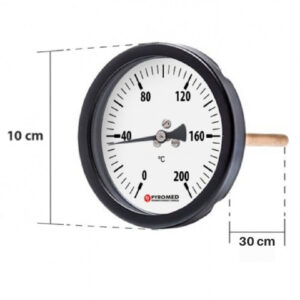 Termômetro Bimetálico Angular 0 +200°C/HASTE 300MM | PYROMED
