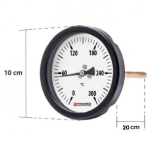 Termômetro Bimetálico Angular 0 +300°C/HASTE 200 MM | PYROMED