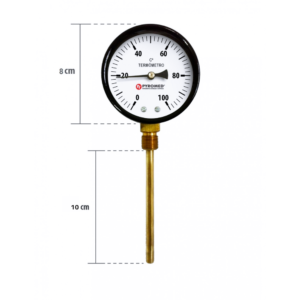 Termômetro Bimetálico Reto 0+100°C HASTE 100 MM 1/2 LATÃO | PYROMED