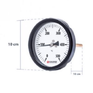 Termômetro Bimetálico Angular 0 +500°C/HASTE 100MM | PYROMED