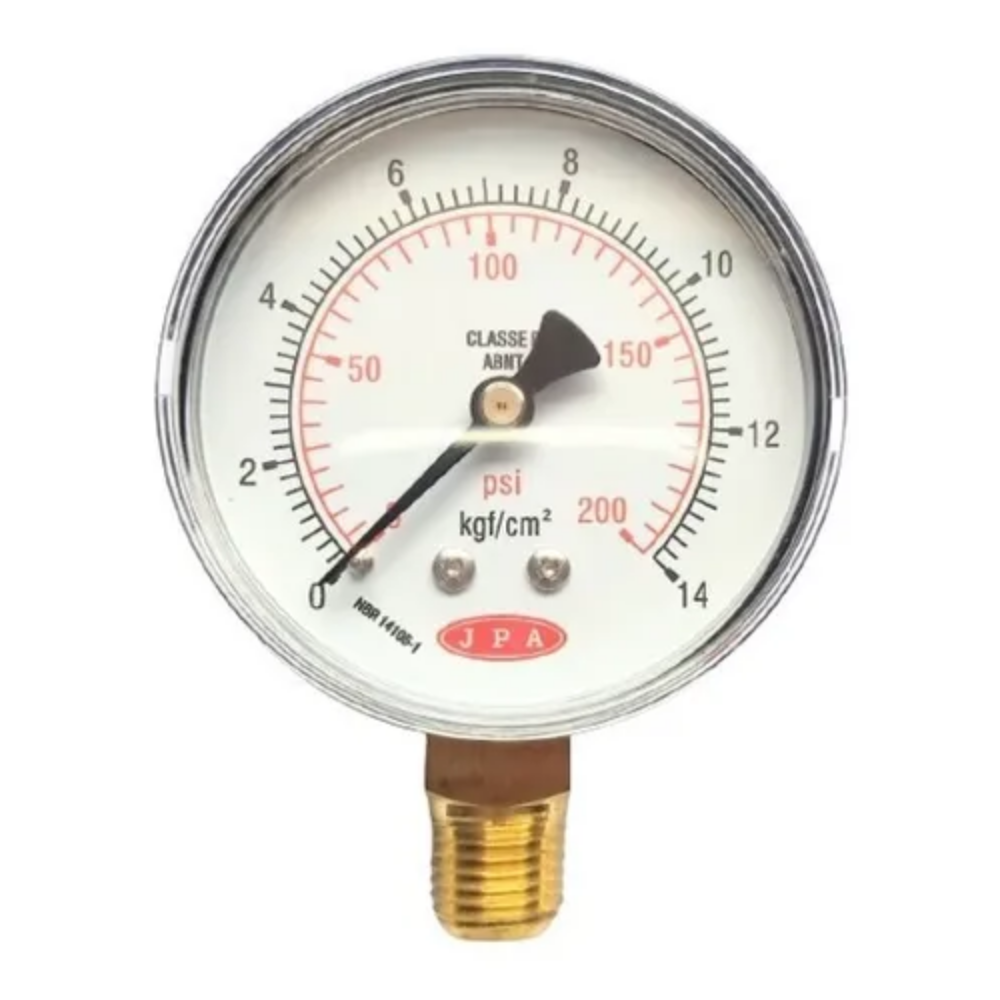 Manômetro Reto com Caixa em Aço Carbono Escala 0 a 14KGF/cm2 100mm | JPA