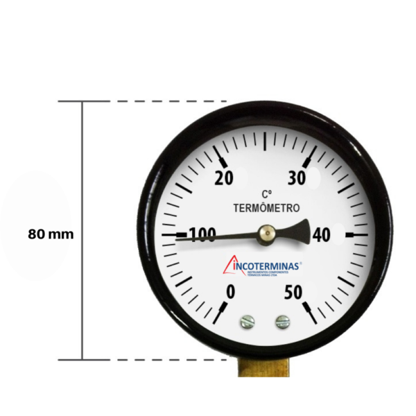 Termômetro Bimetálico Reto 0°C +50°C/HASTE 70 MM | INCOTERMINAS